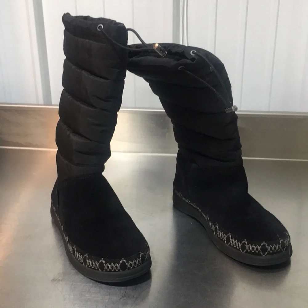 New Women’s Black Winter Quilted‎ Pull-On Boots